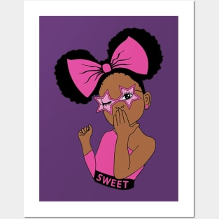 Cute little afro girl Posters and Art